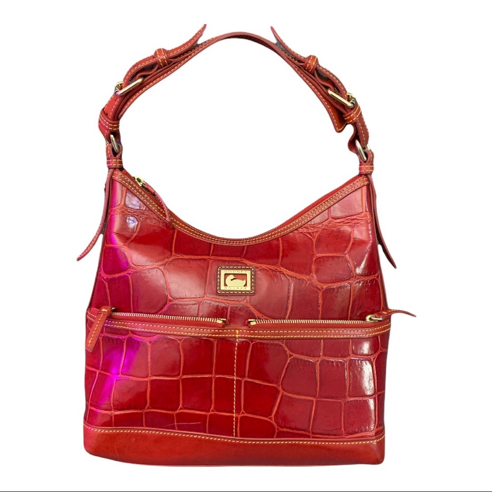 EUC  Dooney & Bourke Red Croc-embossed Leather